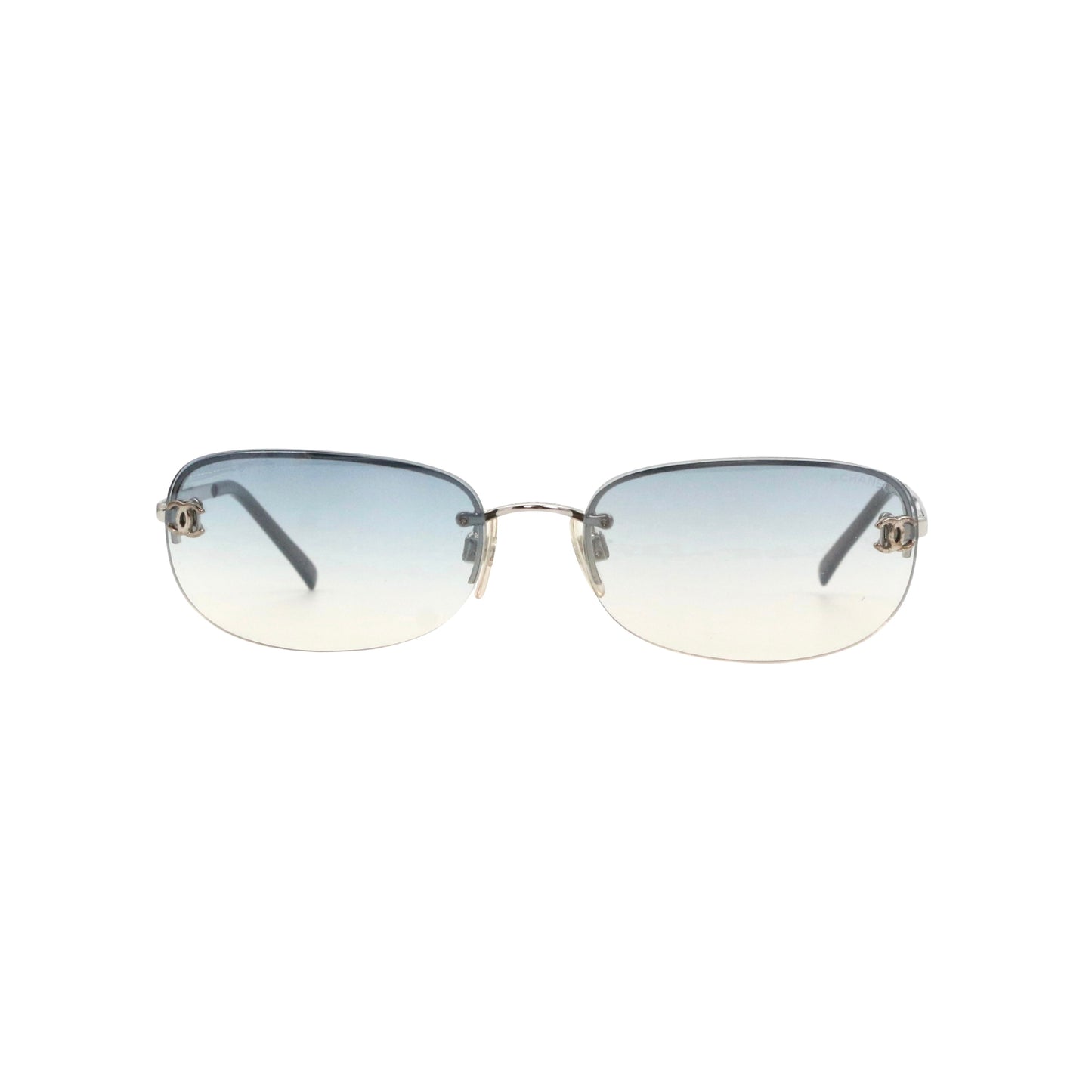 CHANEL Blue Gradient Rimless CC Logo Y2K Sunglasses [Used]