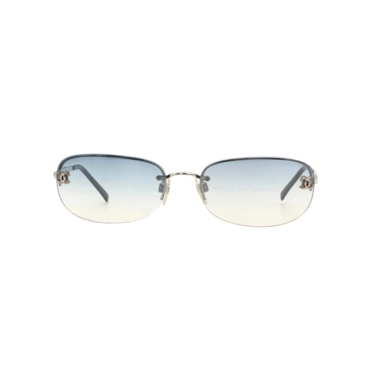 CHANEL Blue Gradient Rimless CC Logo Y2K Sunglasses [Used]