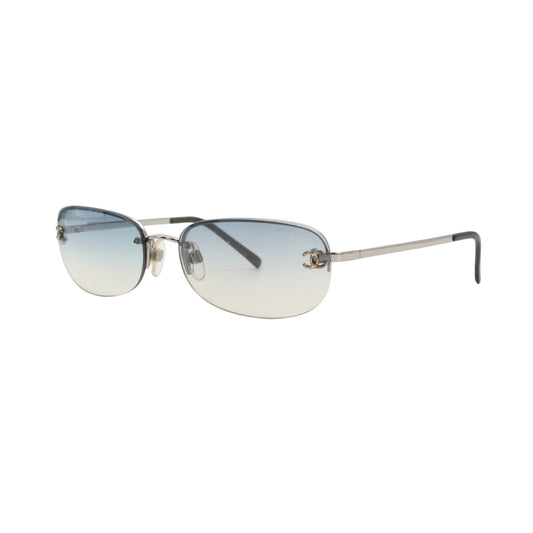 CHANEL Blue Gradient Rimless CC Logo Y2K Sunglasses [Used]