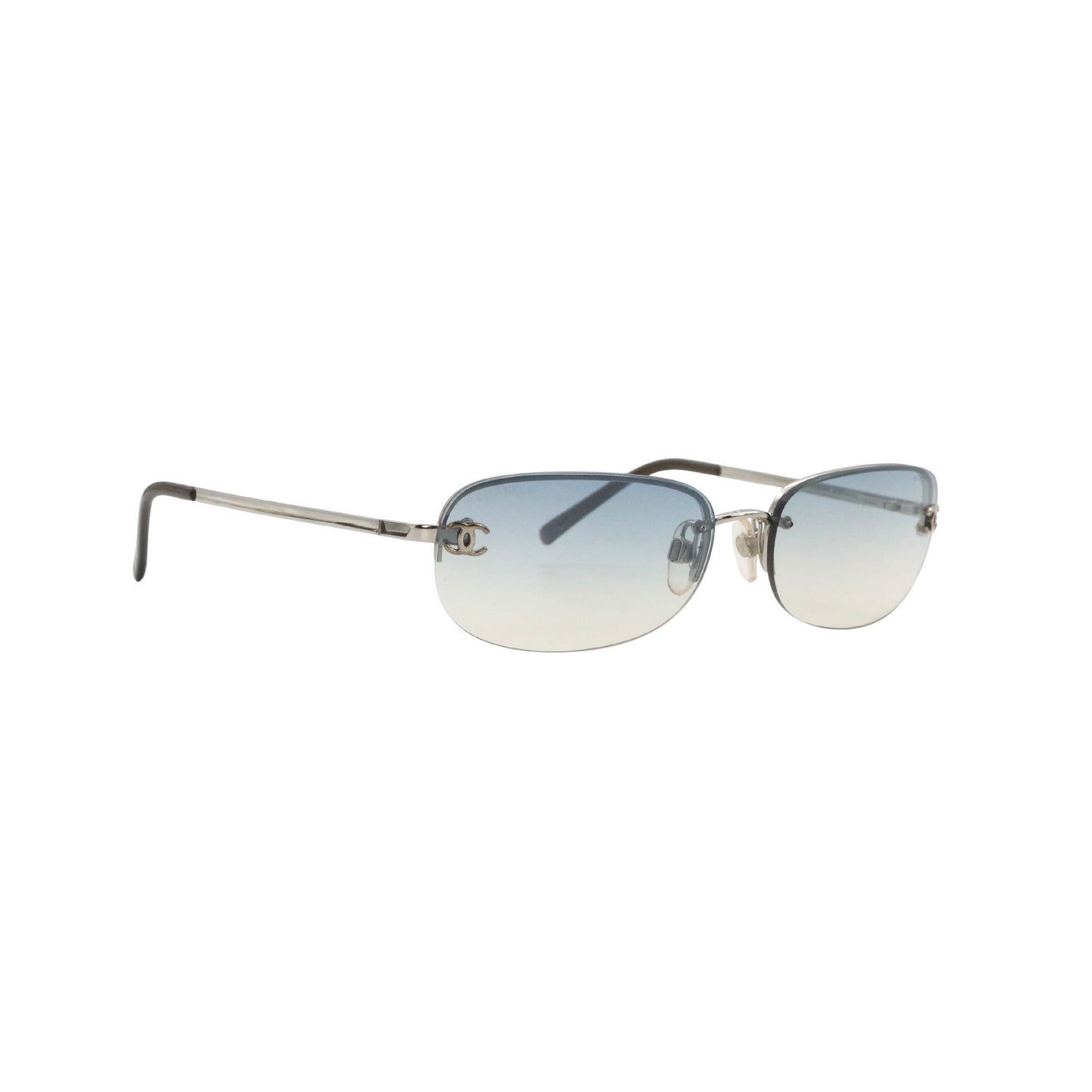 CHANEL Blue Gradient Rimless CC Logo Y2K Sunglasses [Used]