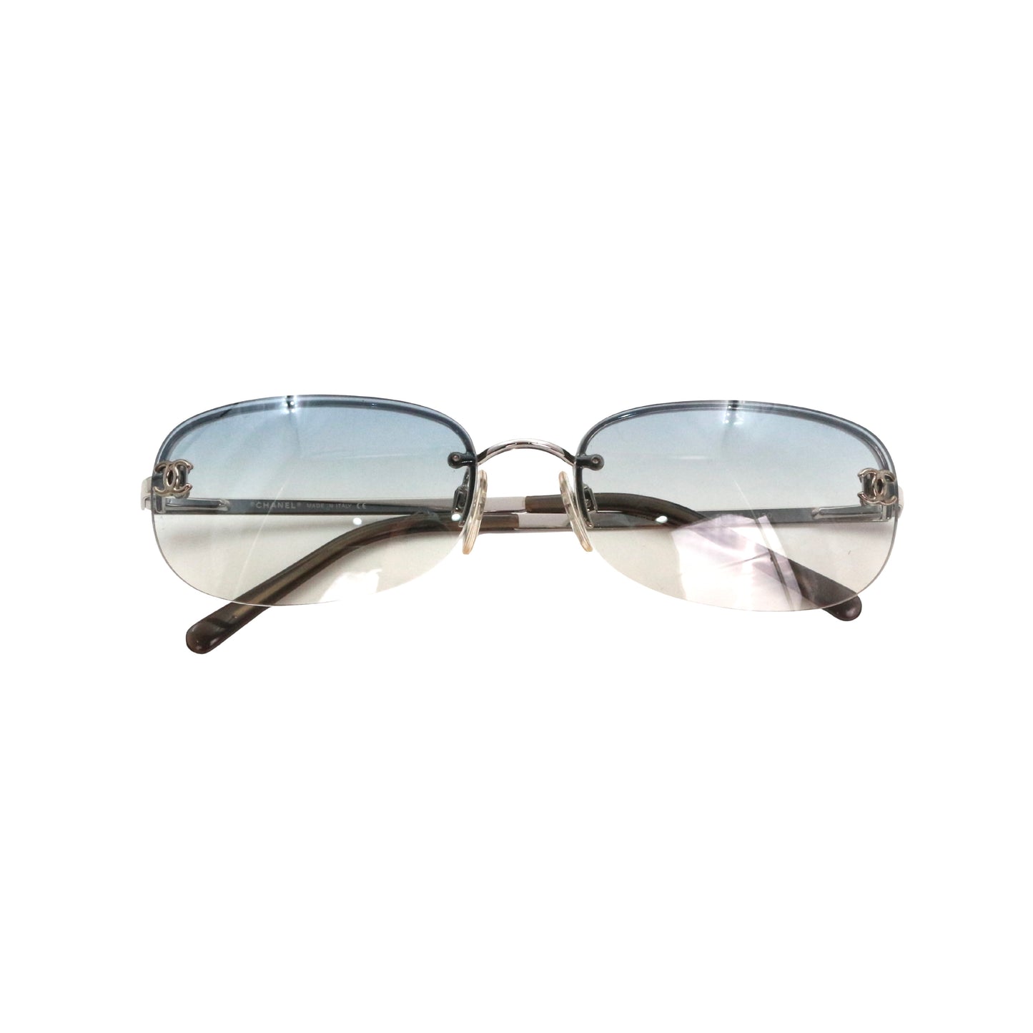CHANEL Blue Gradient Rimless CC Logo Y2K Sunglasses [Used]