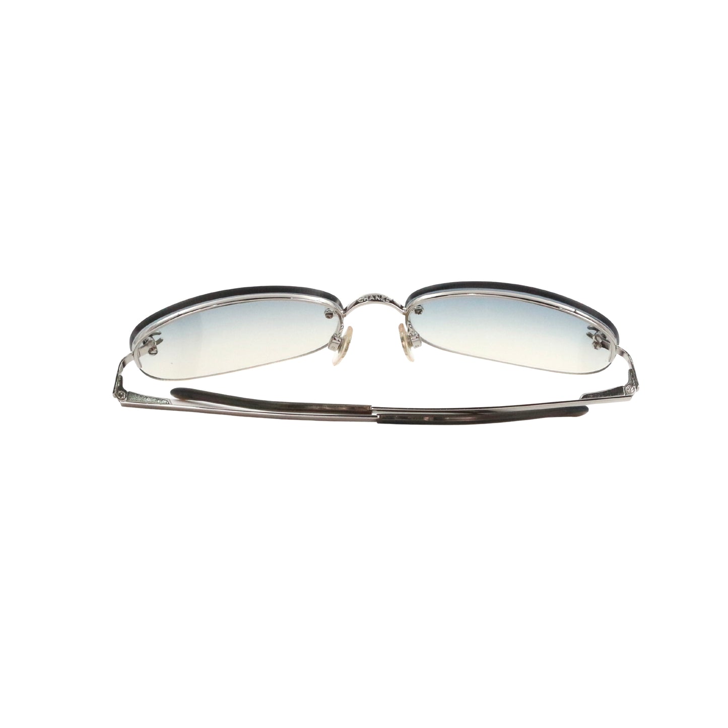 CHANEL Blue Gradient Rimless CC Logo Y2K Sunglasses [Used]