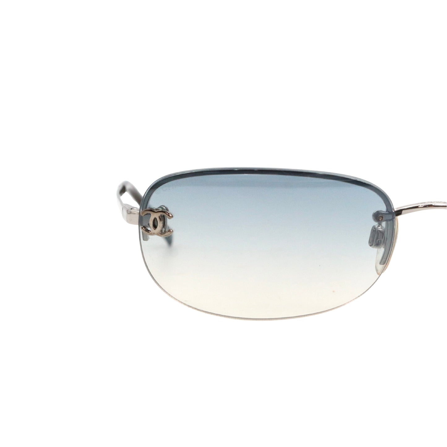 CHANEL Blue Gradient Rimless CC Logo Y2K Sunglasses [Used]