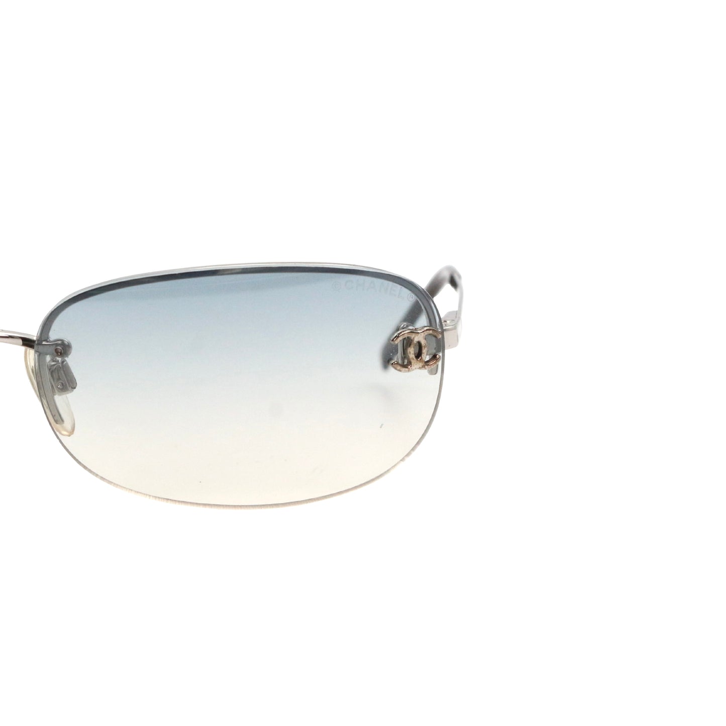 CHANEL Blue Gradient Rimless CC Logo Y2K Sunglasses [Used]
