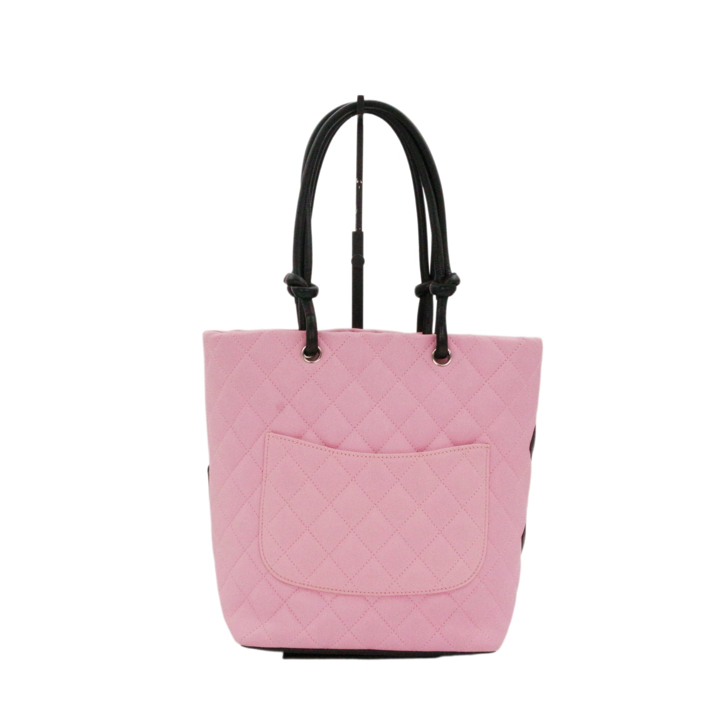 CHANEL Pink & Black Cambon Line Small Tote Bag [Used]