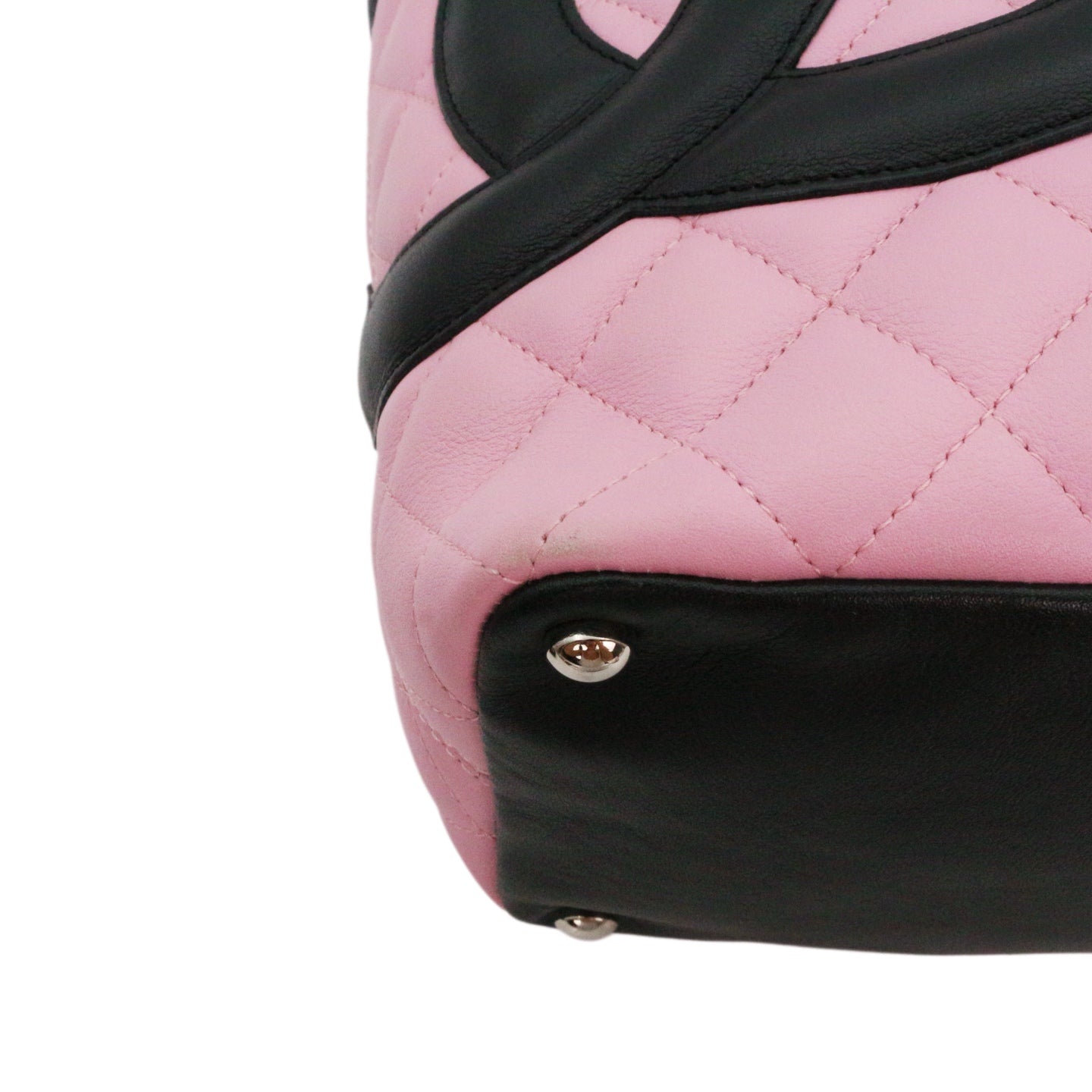 CHANEL Pink & Black Cambon Line Small Tote Bag [Used]