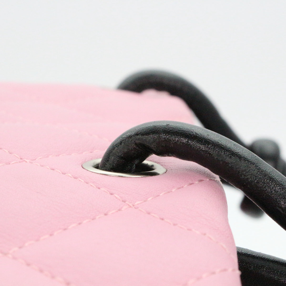 CHANEL Pink & Black Cambon Line Small Tote Bag [Used]