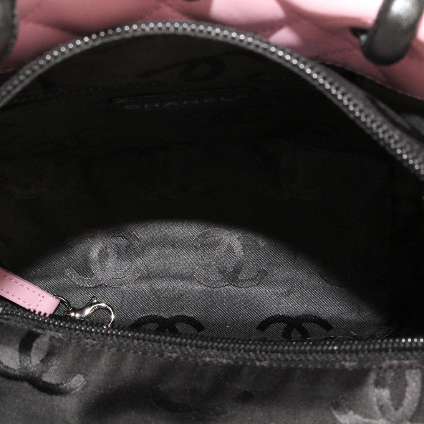 CHANEL Pink & Black Cambon Line Small Tote Bag [Used]