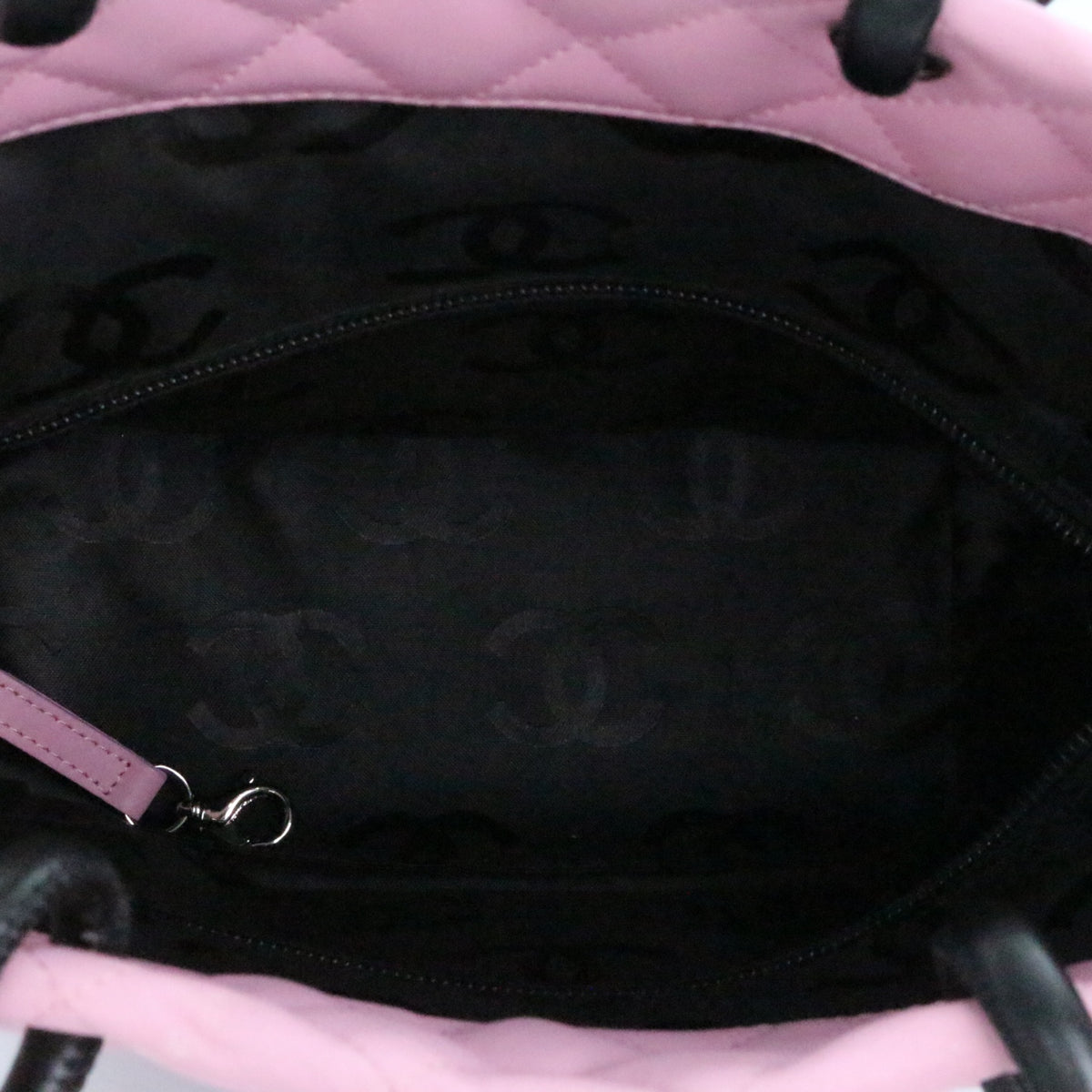 CHANEL Pink & Black Cambon Line Small Tote Bag [Used]