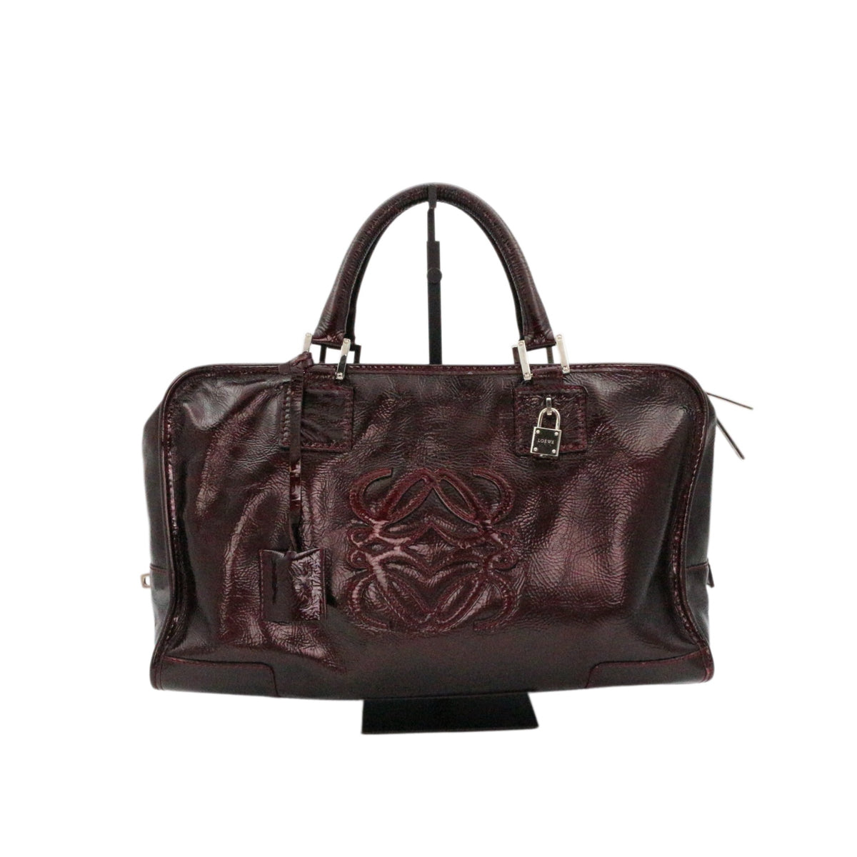 LOEWE Dark Burgundy Patent Leather Amazona 36 Handbag [Used]