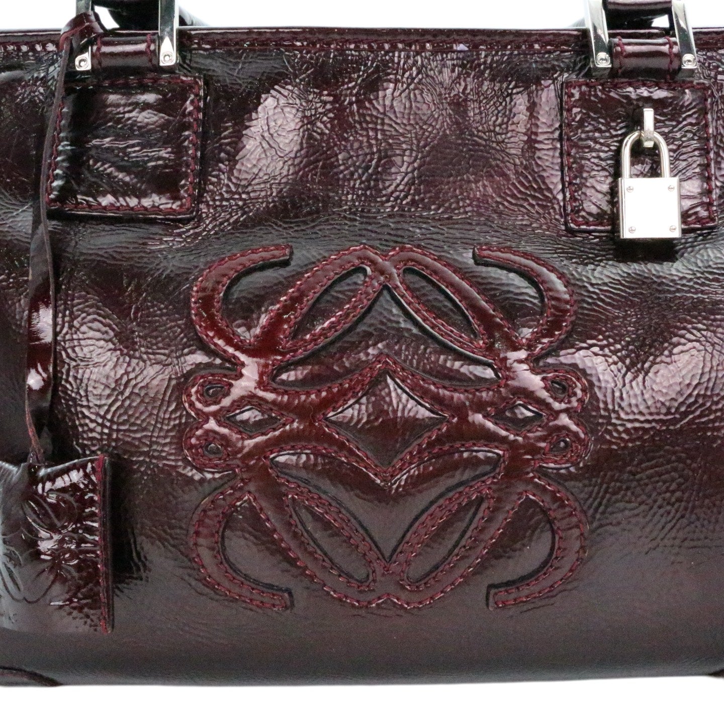 LOEWE Dark Burgundy Patent Leather Amazona 36 Handbag [Used]