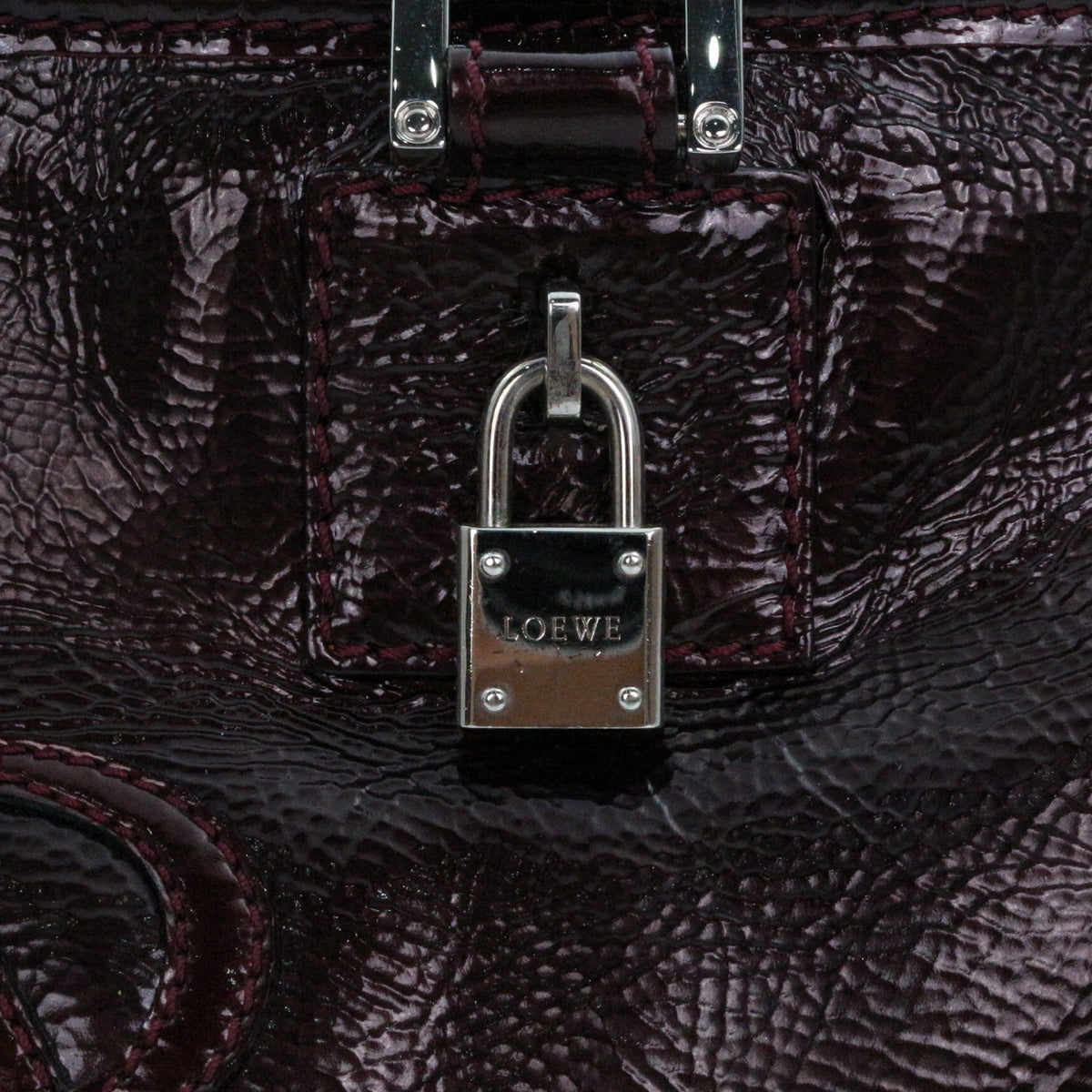 LOEWE Dark Burgundy Patent Leather Amazona 36 Handbag [Used]