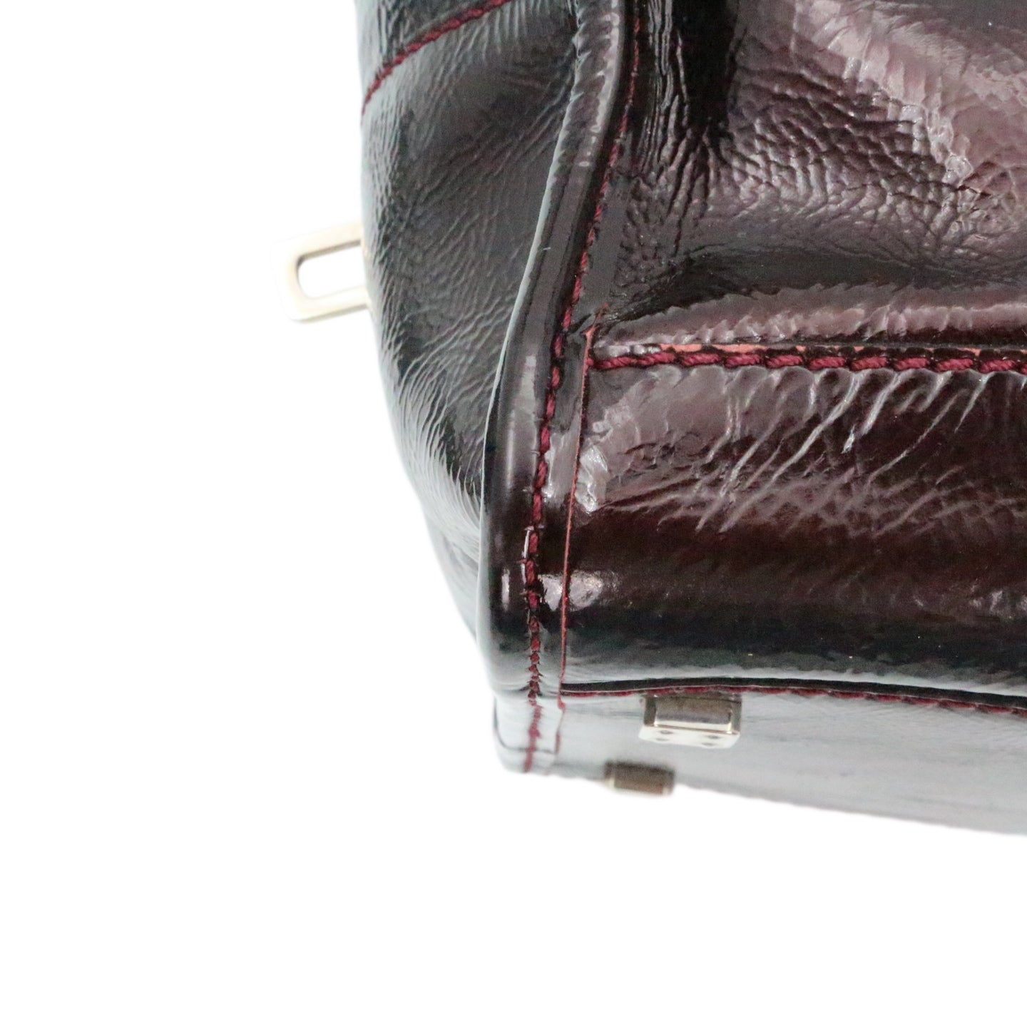 LOEWE Dark Burgundy Patent Leather Amazona 36 Handbag [Used]