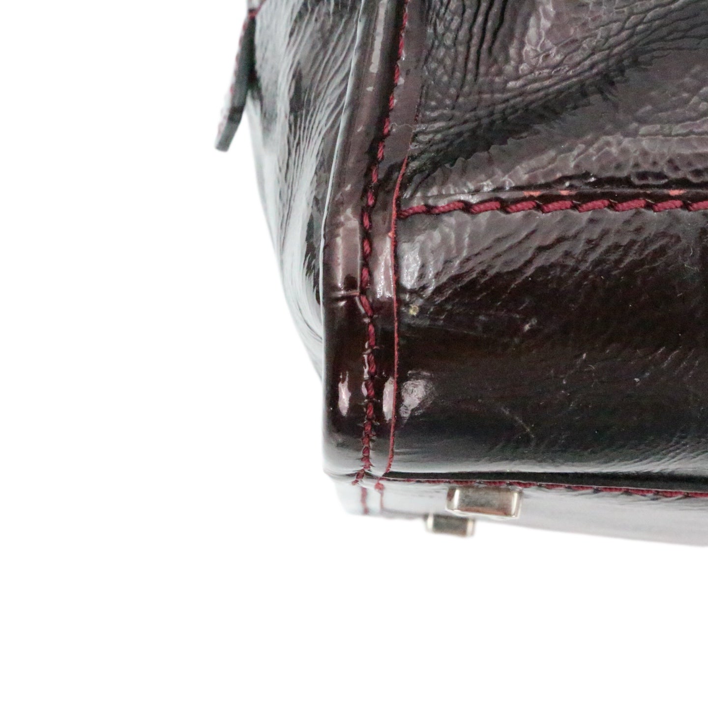 LOEWE Dark Burgundy Patent Leather Amazona 36 Handbag [Used]