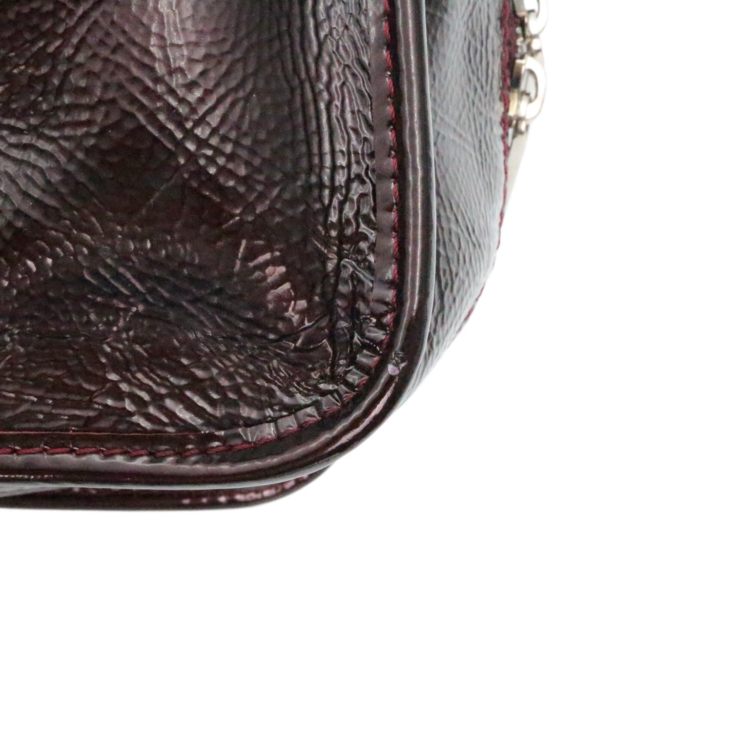LOEWE Dark Burgundy Patent Leather Amazona 36 Handbag [Used]