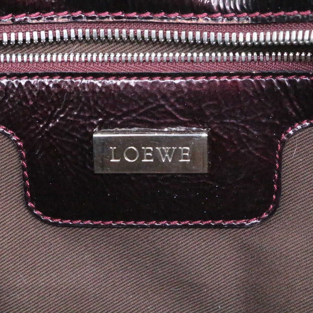 LOEWE Dark Burgundy Patent Leather Amazona 36 Handbag [Used]