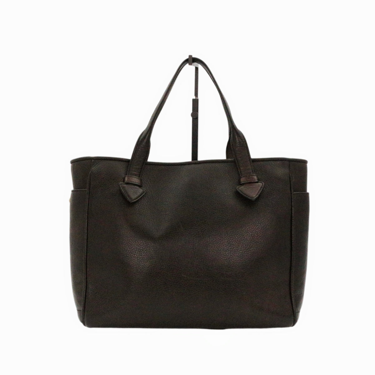 LOEWE Ebony Brown Leather Logo Tote Bag [Used]
