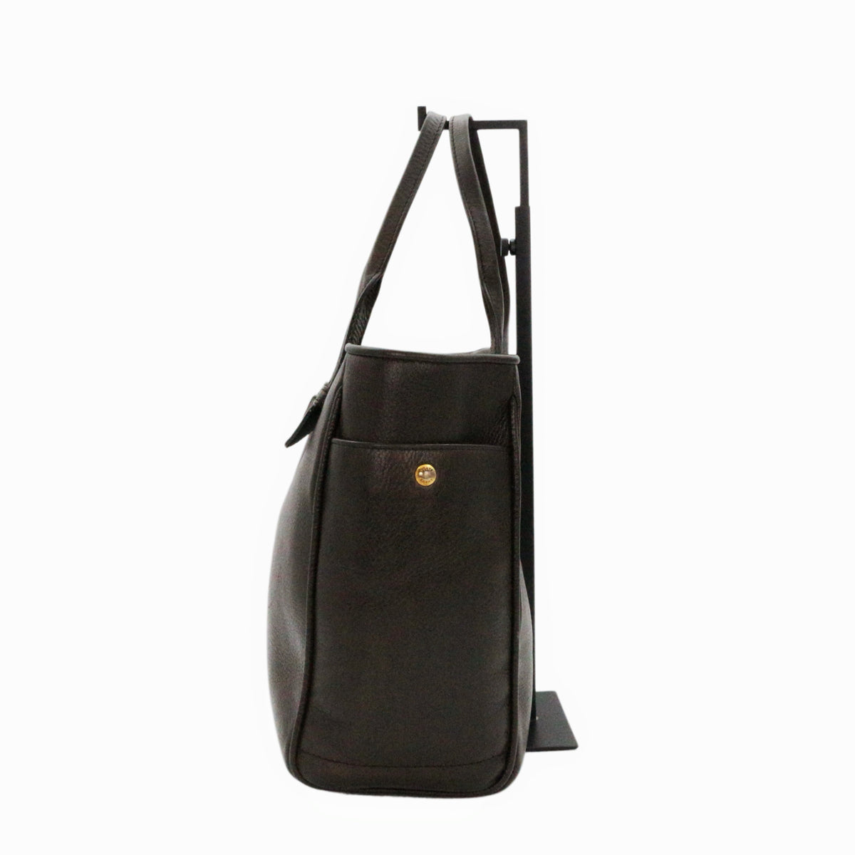 LOEWE Ebony Brown Leather Logo Tote Bag [Used]
