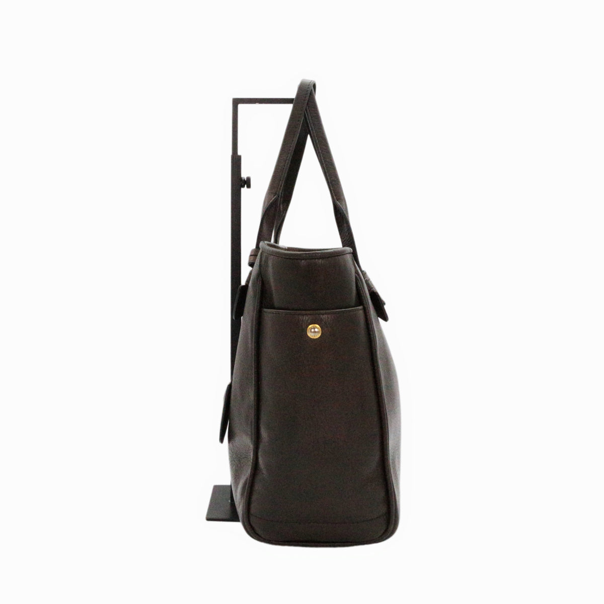 LOEWE Ebony Brown Leather Logo Tote Bag [Used]