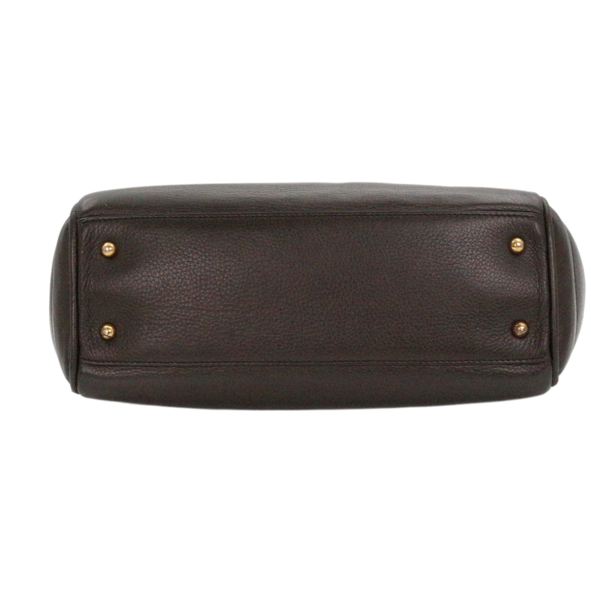 LOEWE Ebony Brown Leather Logo Tote Bag [Used]