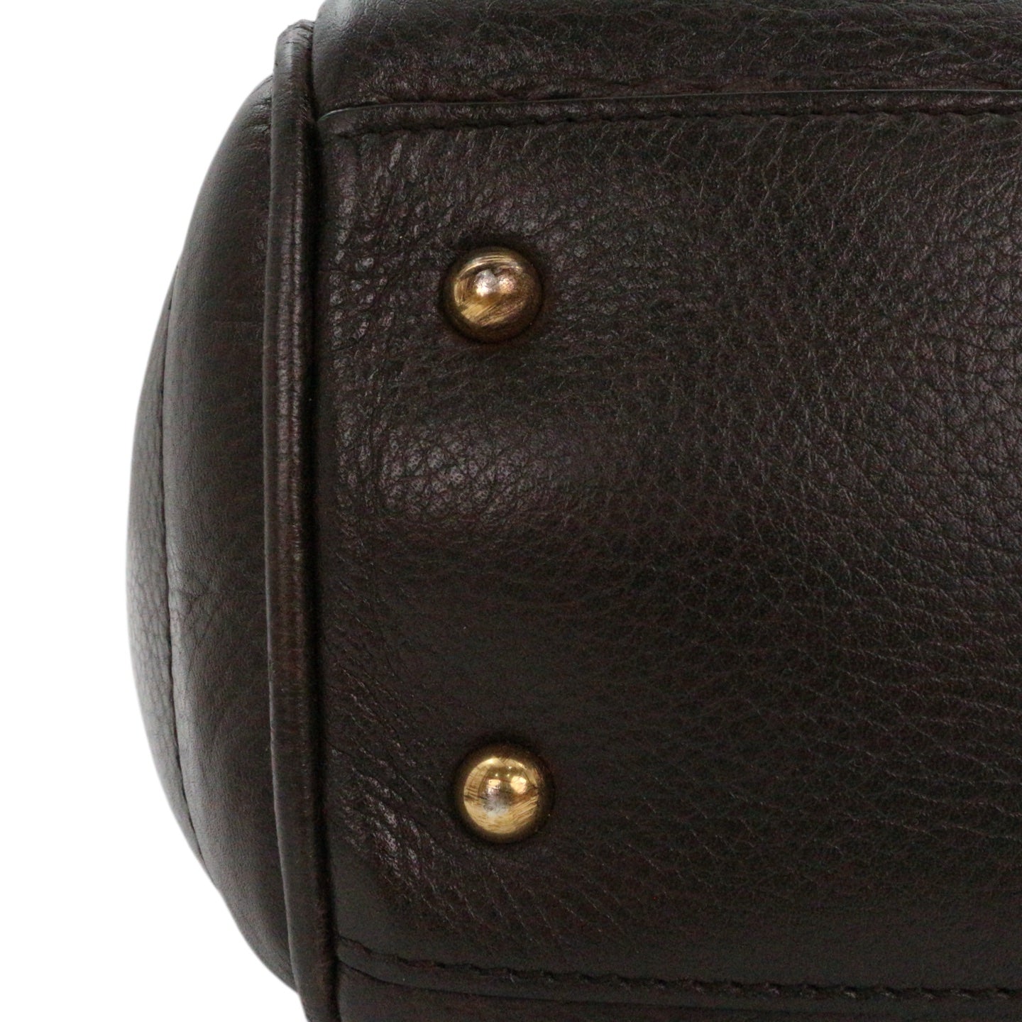 LOEWE Ebony Brown Leather Logo Tote Bag [Used]