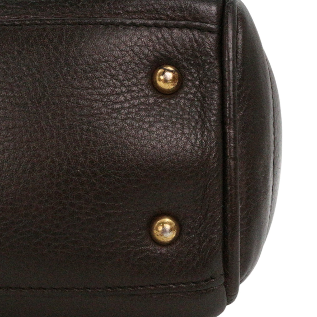 LOEWE Ebony Brown Leather Logo Tote Bag [Used]