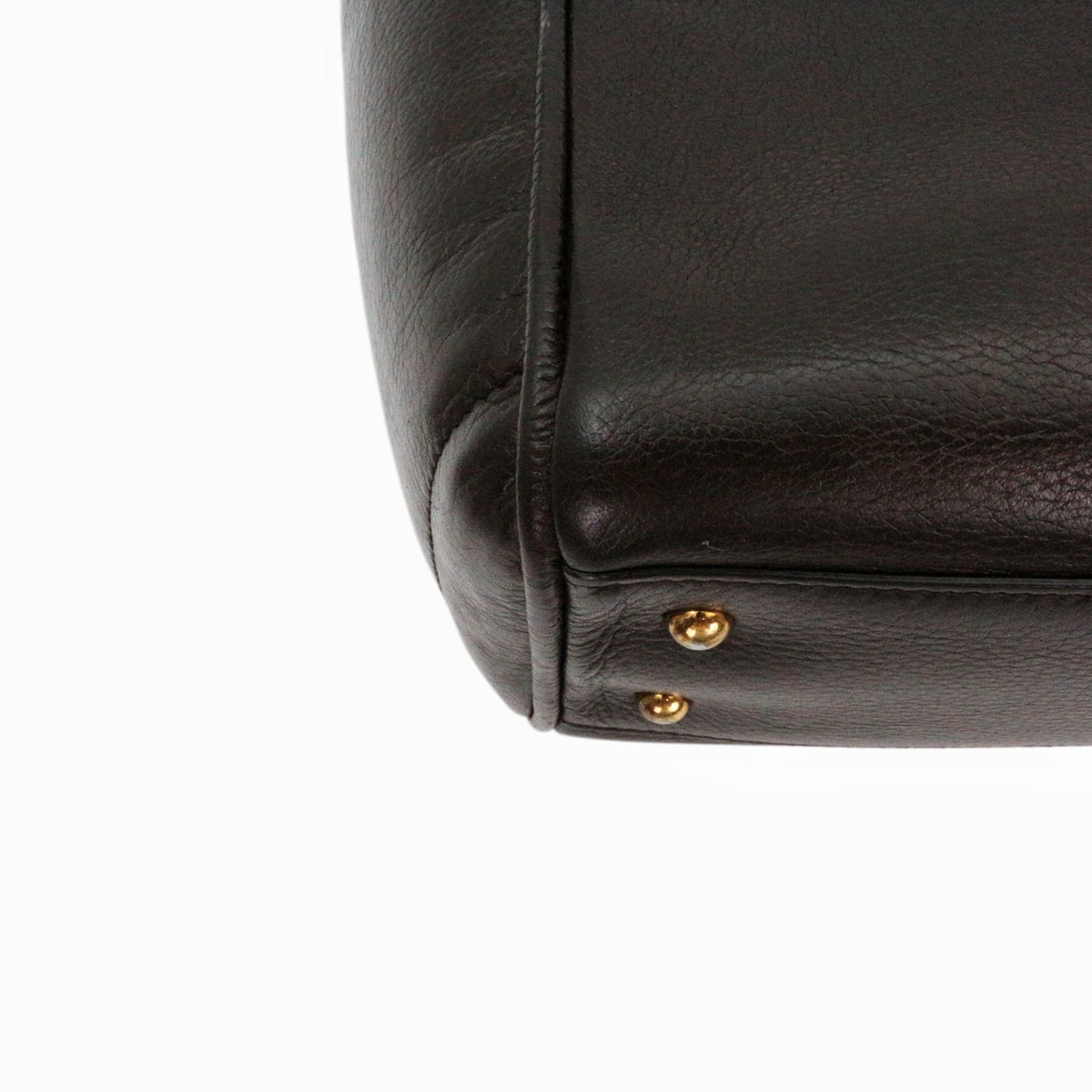 LOEWE Ebony Brown Leather Logo Tote Bag [Used]