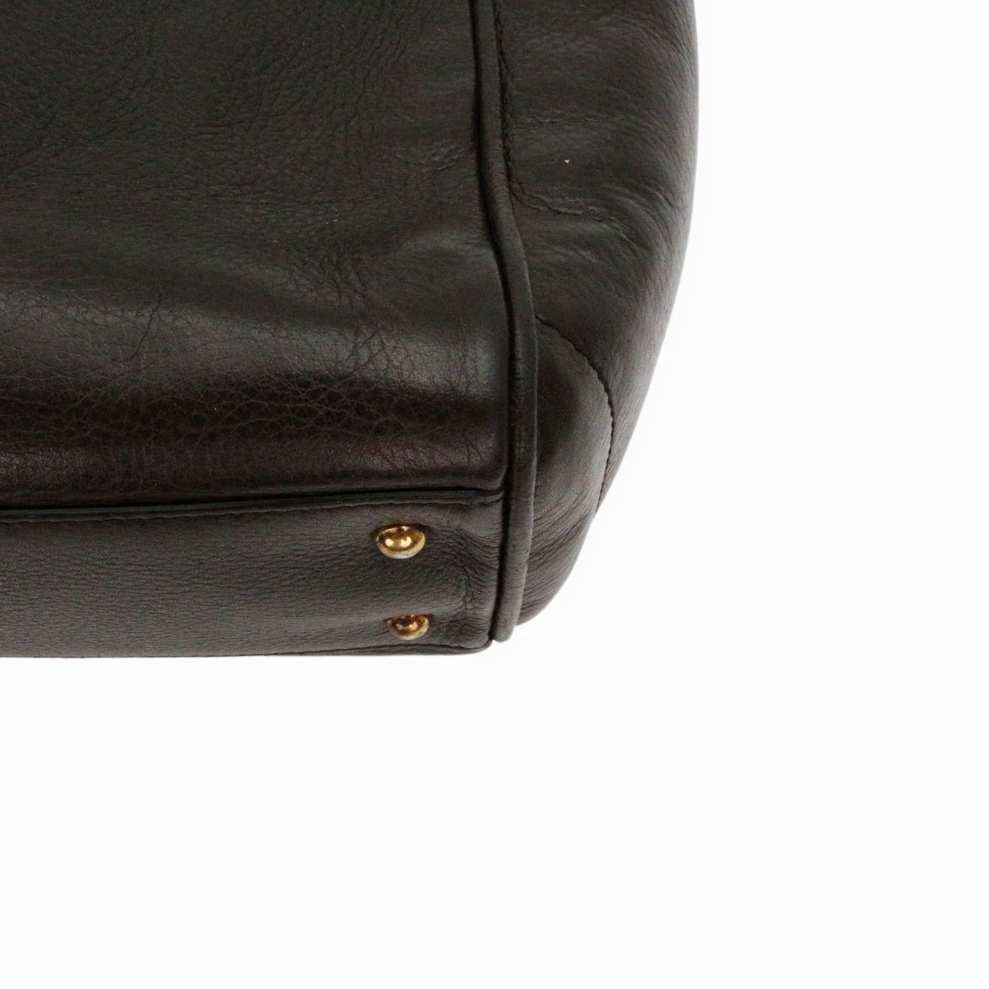 LOEWE Ebony Brown Leather Logo Tote Bag [Used]