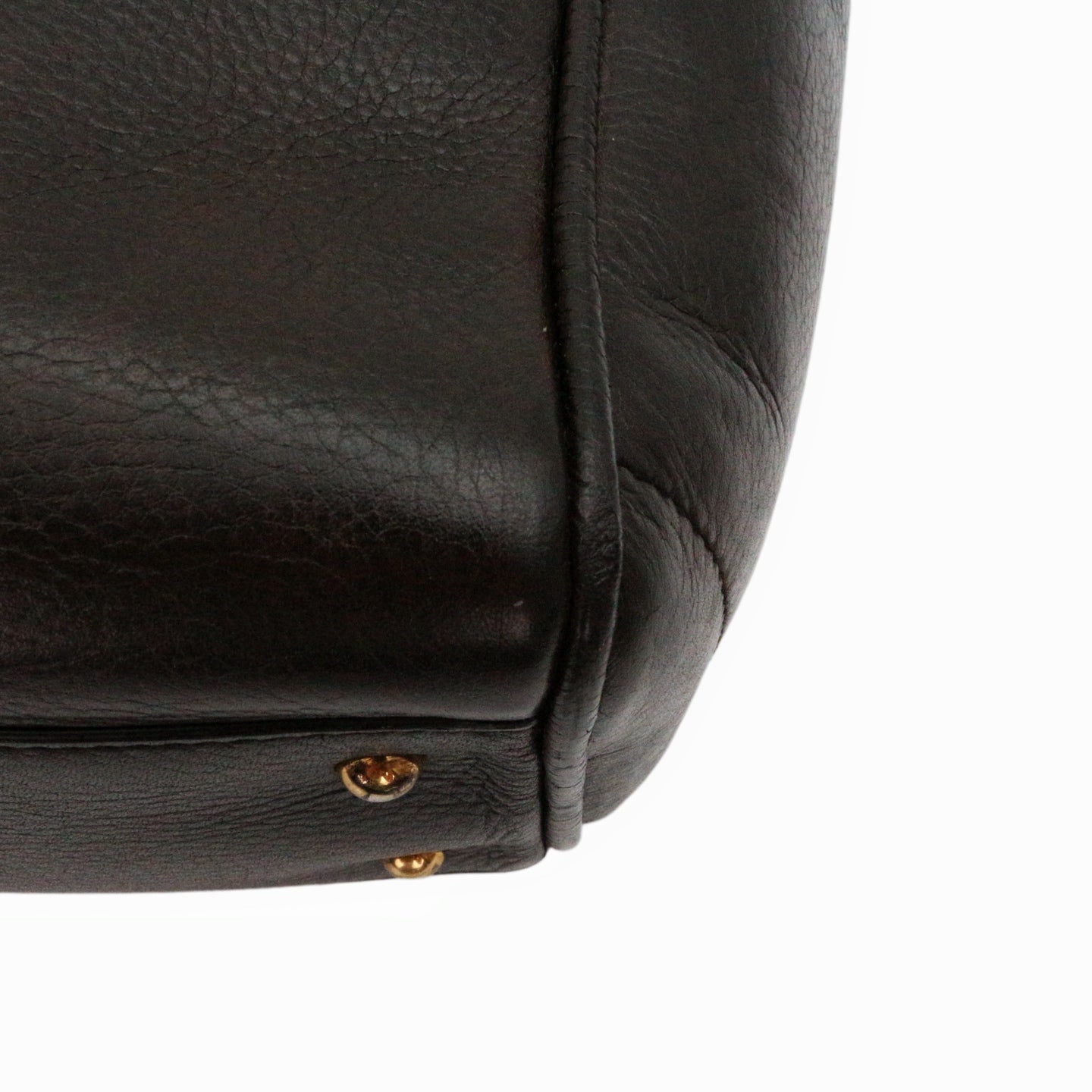 LOEWE Ebony Brown Leather Logo Tote Bag [Used]