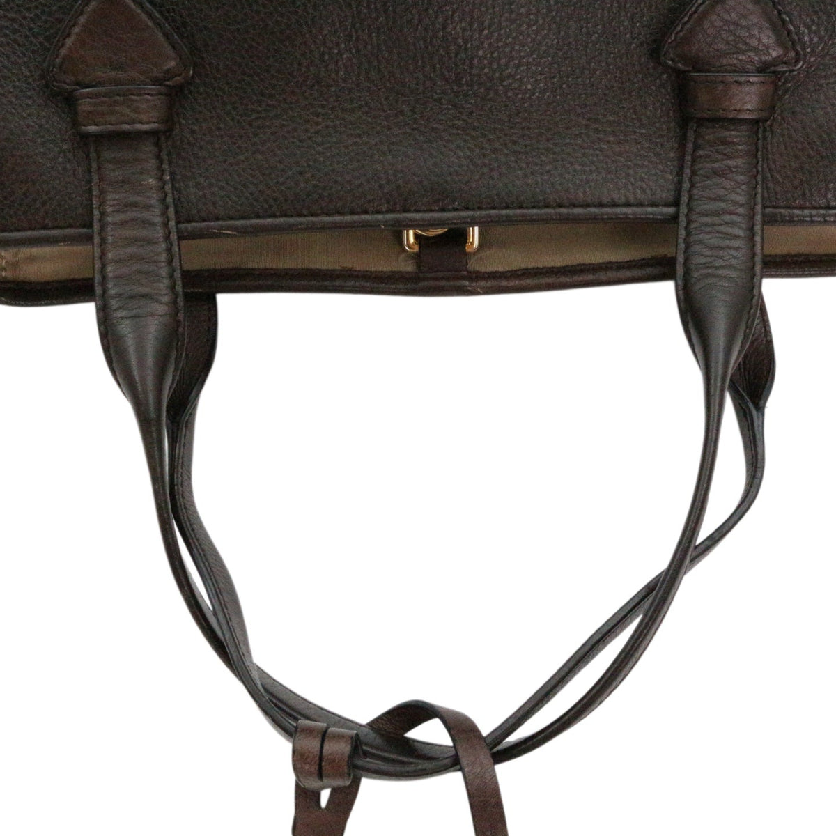 LOEWE Ebony Brown Leather Logo Tote Bag [Used]