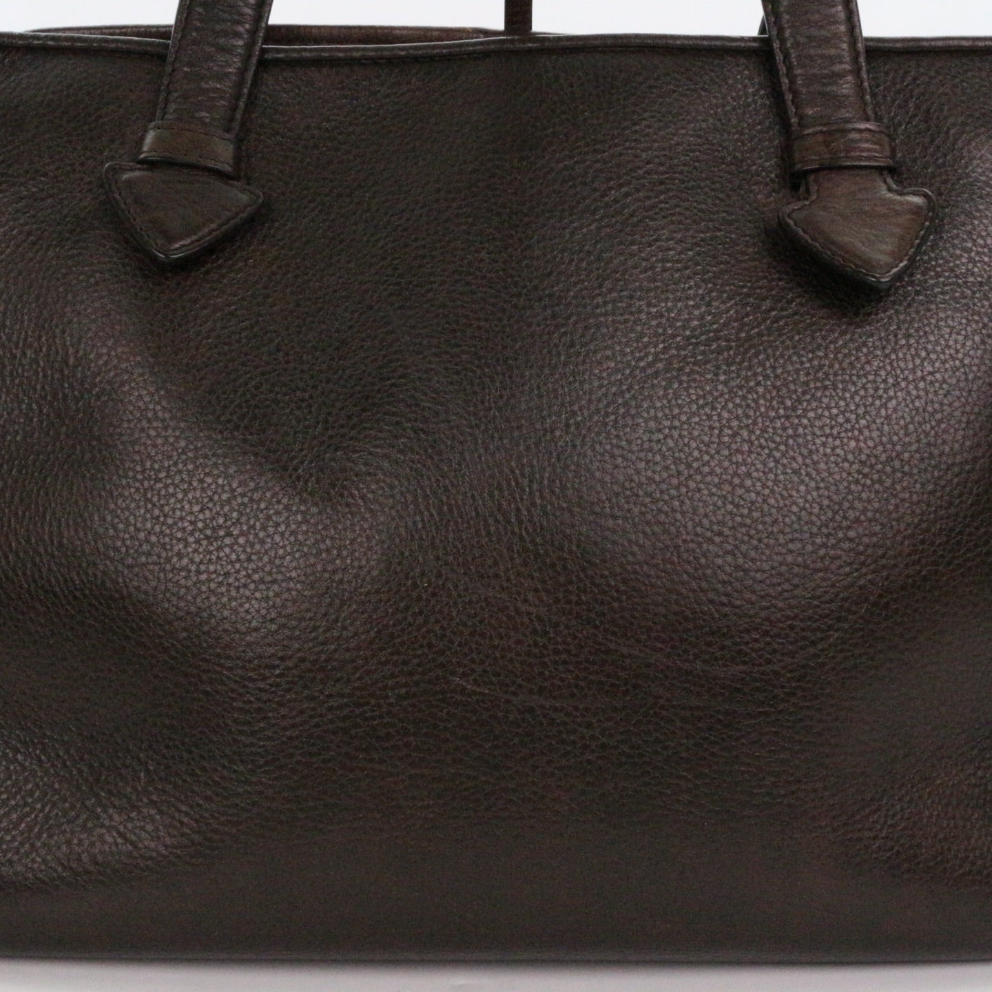 LOEWE Ebony Brown Leather Logo Tote Bag [Used]