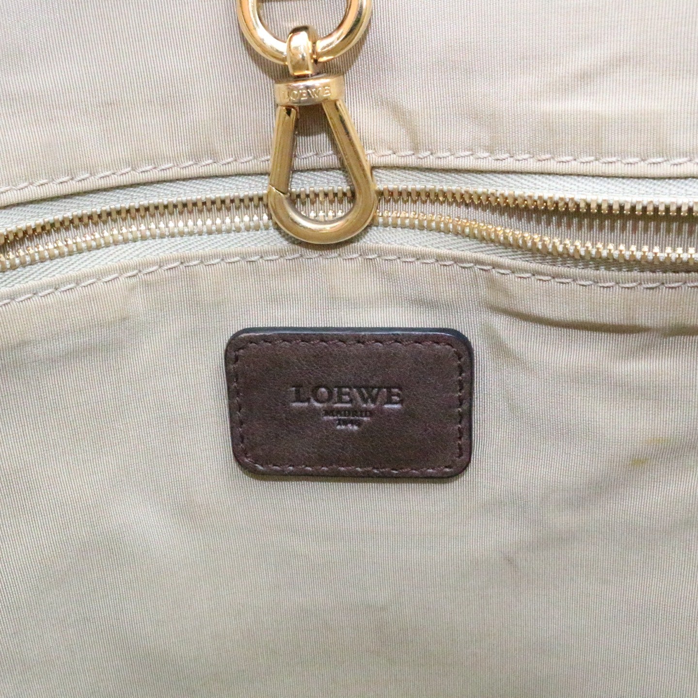 LOEWE Ebony Brown Leather Logo Tote Bag [Used]