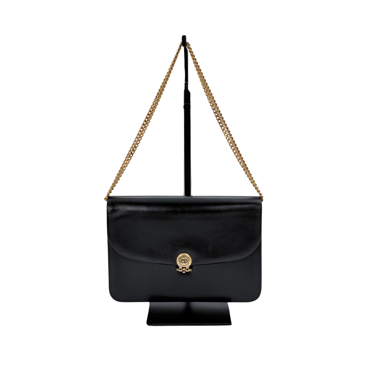 DIOR Black Box Calfskin Vintage Chain Flap Shoulder Bag [Used]