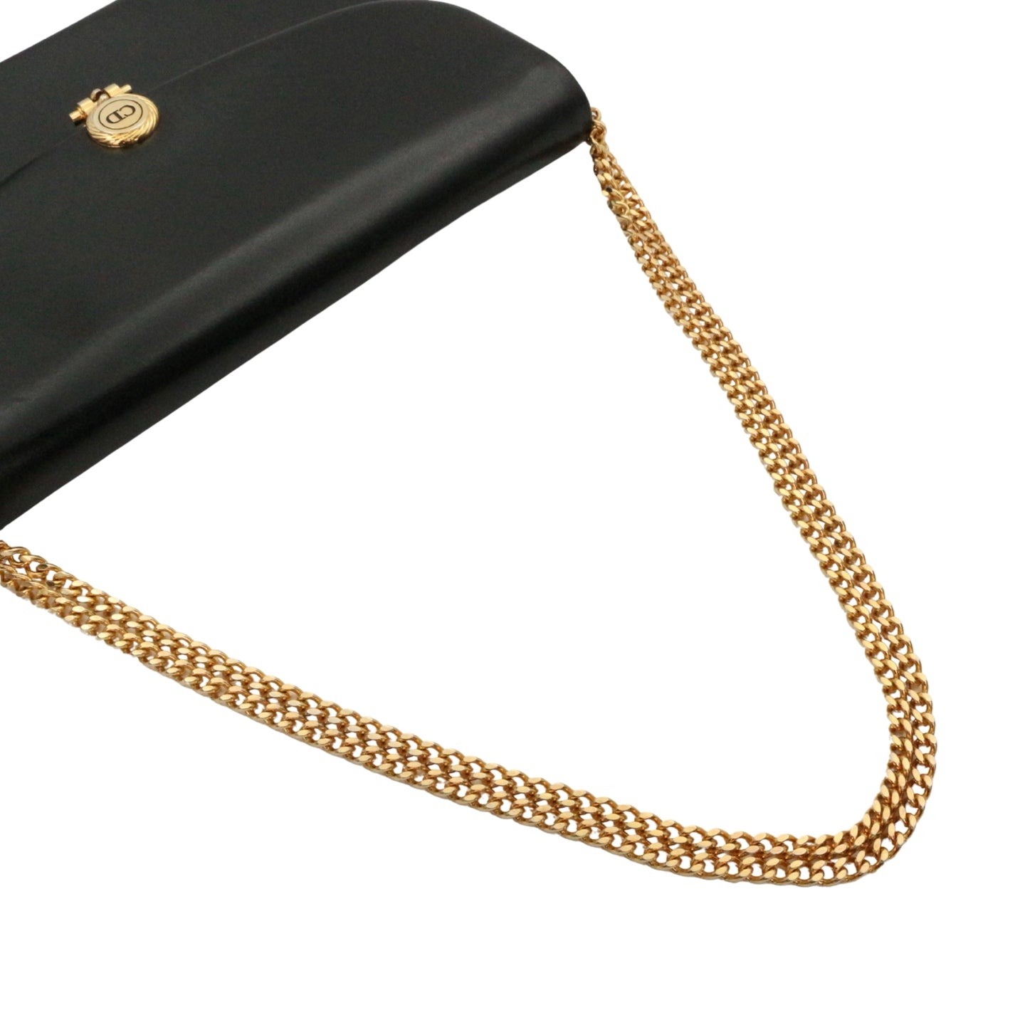 DIOR Black Box Calfskin Vintage Chain Flap Shoulder Bag [Used]