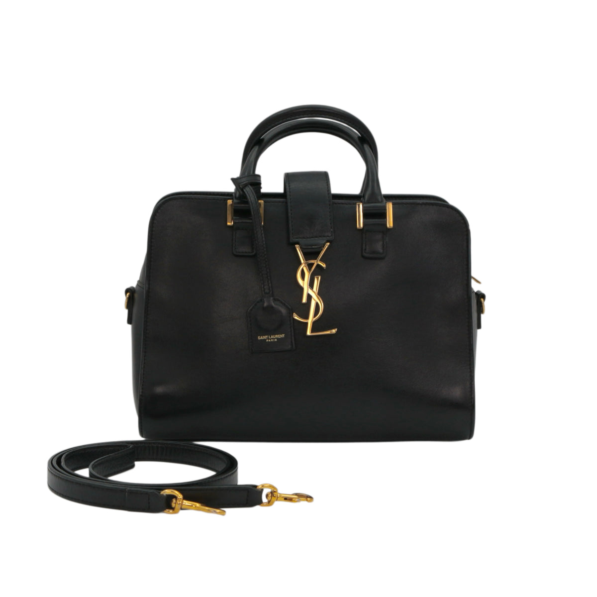 SAINT LAURENT Black Leather Baby Cabas 2-Way Bag [Used]