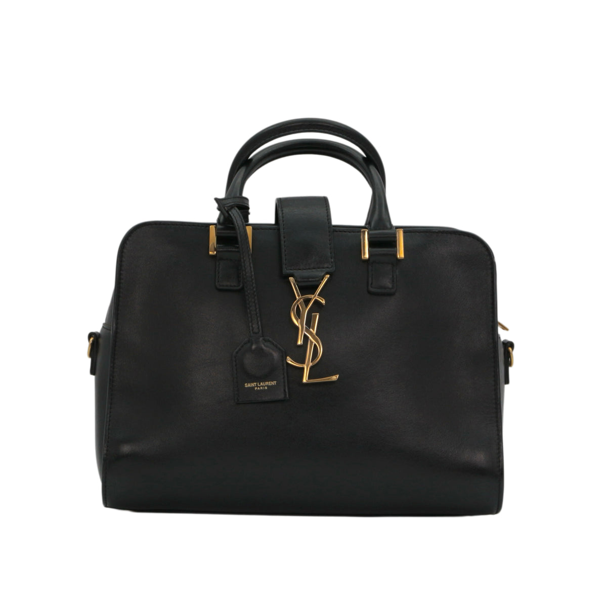SAINT LAURENT Black Leather Baby Cabas 2-Way Bag [Used]