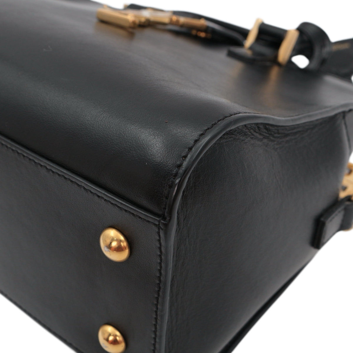 SAINT LAURENT Black Leather Baby Cabas 2-Way Bag [Used]