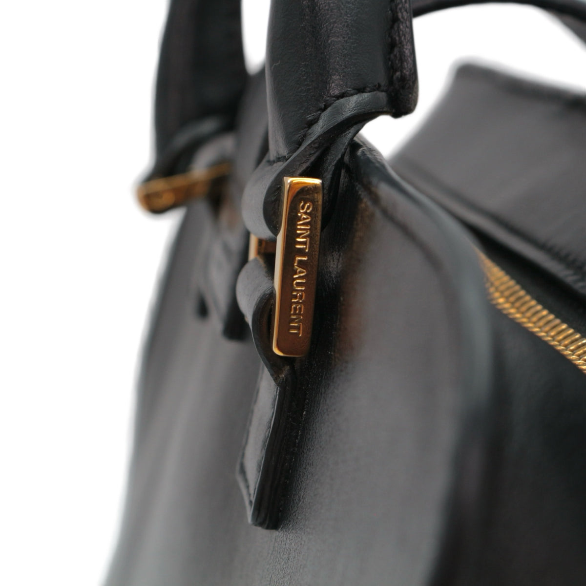 SAINT LAURENT Black Leather Baby Cabas 2-Way Bag [Used]