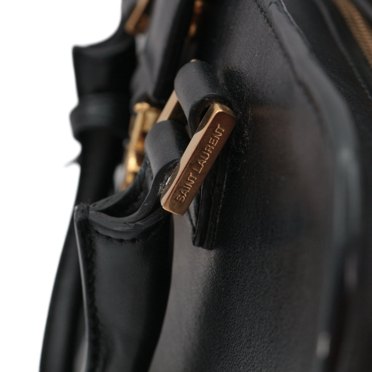SAINT LAURENT Black Leather Baby Cabas 2-Way Bag [Used]