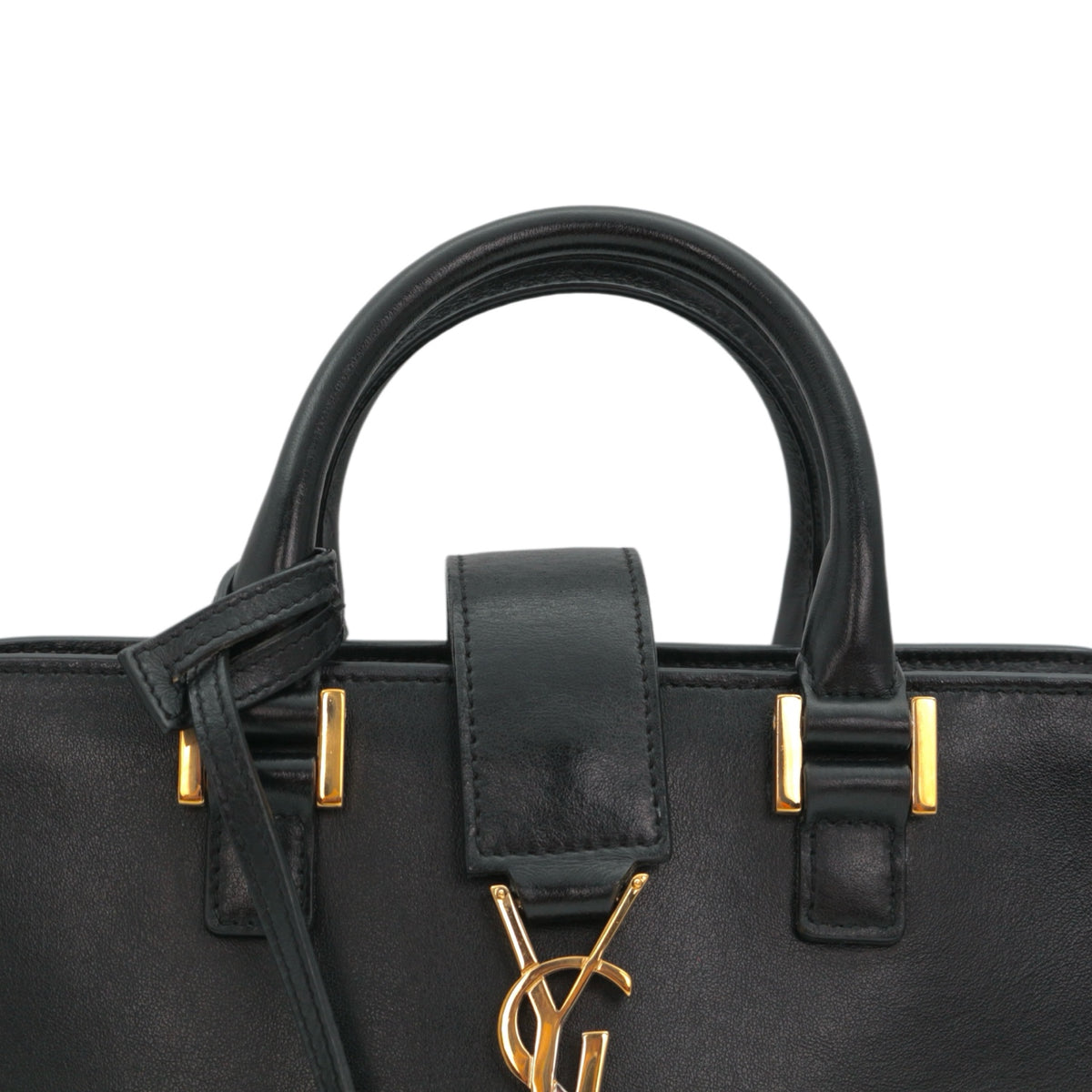 SAINT LAURENT Black Leather Baby Cabas 2-Way Bag [Used]