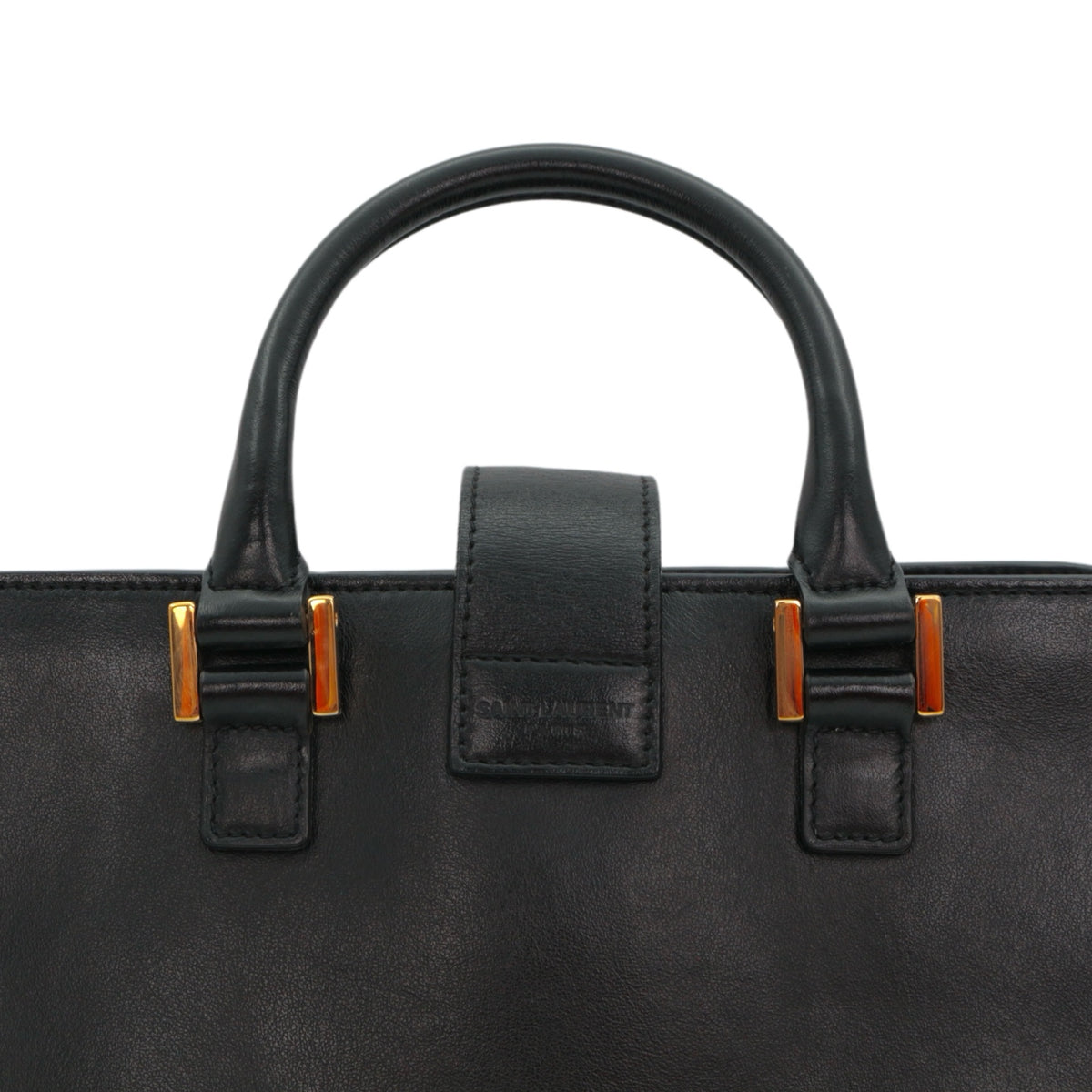 SAINT LAURENT Black Leather Baby Cabas 2-Way Bag [Used]