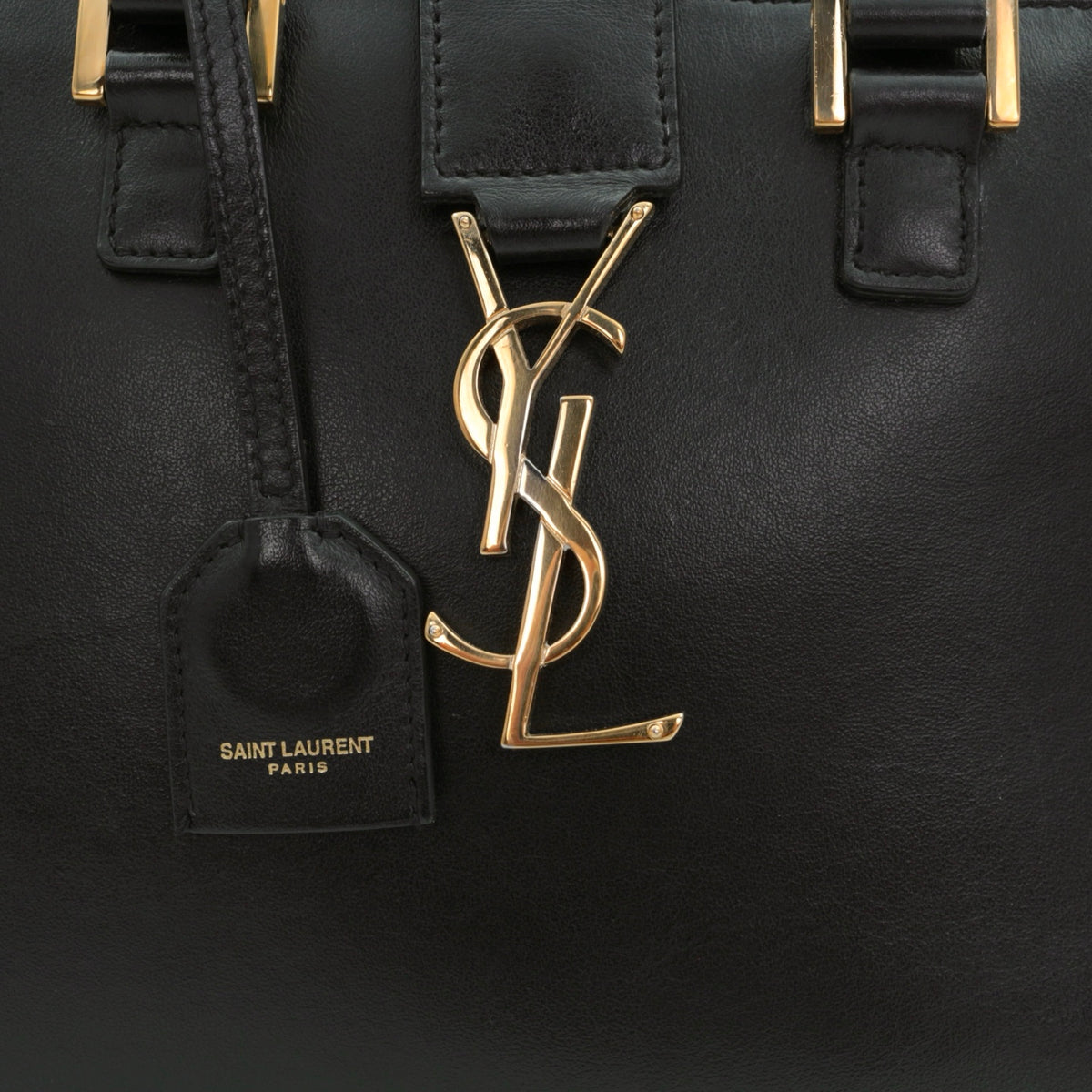SAINT LAURENT Black Leather Baby Cabas 2-Way Bag [Used]