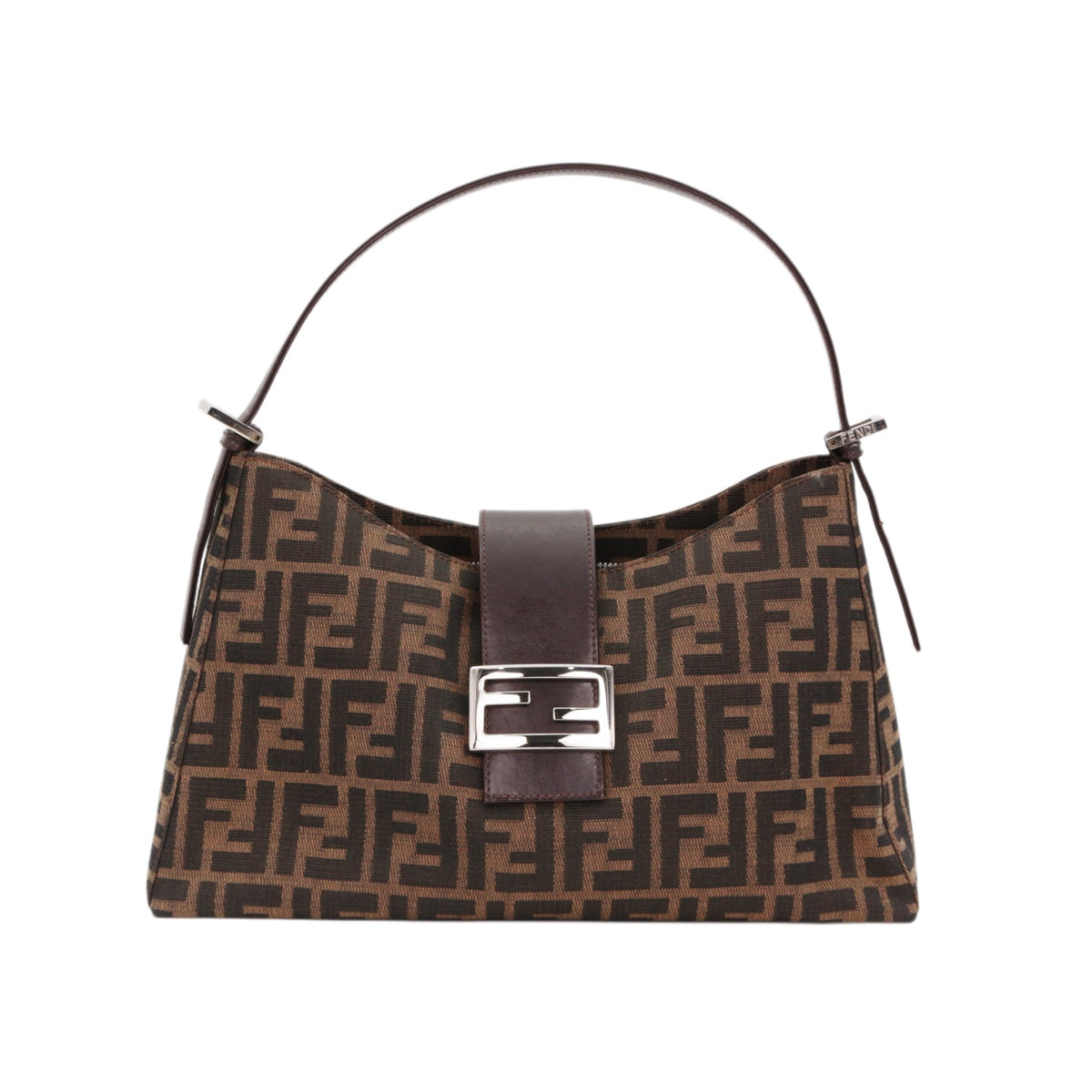 FENDI Vintage Brown Zucca Canvas FF Buckle Shoulder Bag [Used]