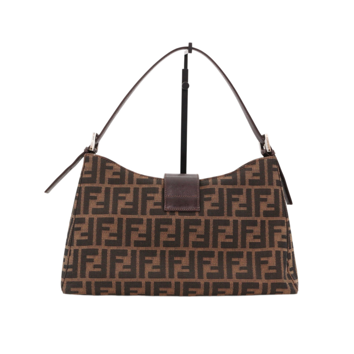 FENDI Vintage Brown Zucca Canvas FF Buckle Shoulder Bag [Used]