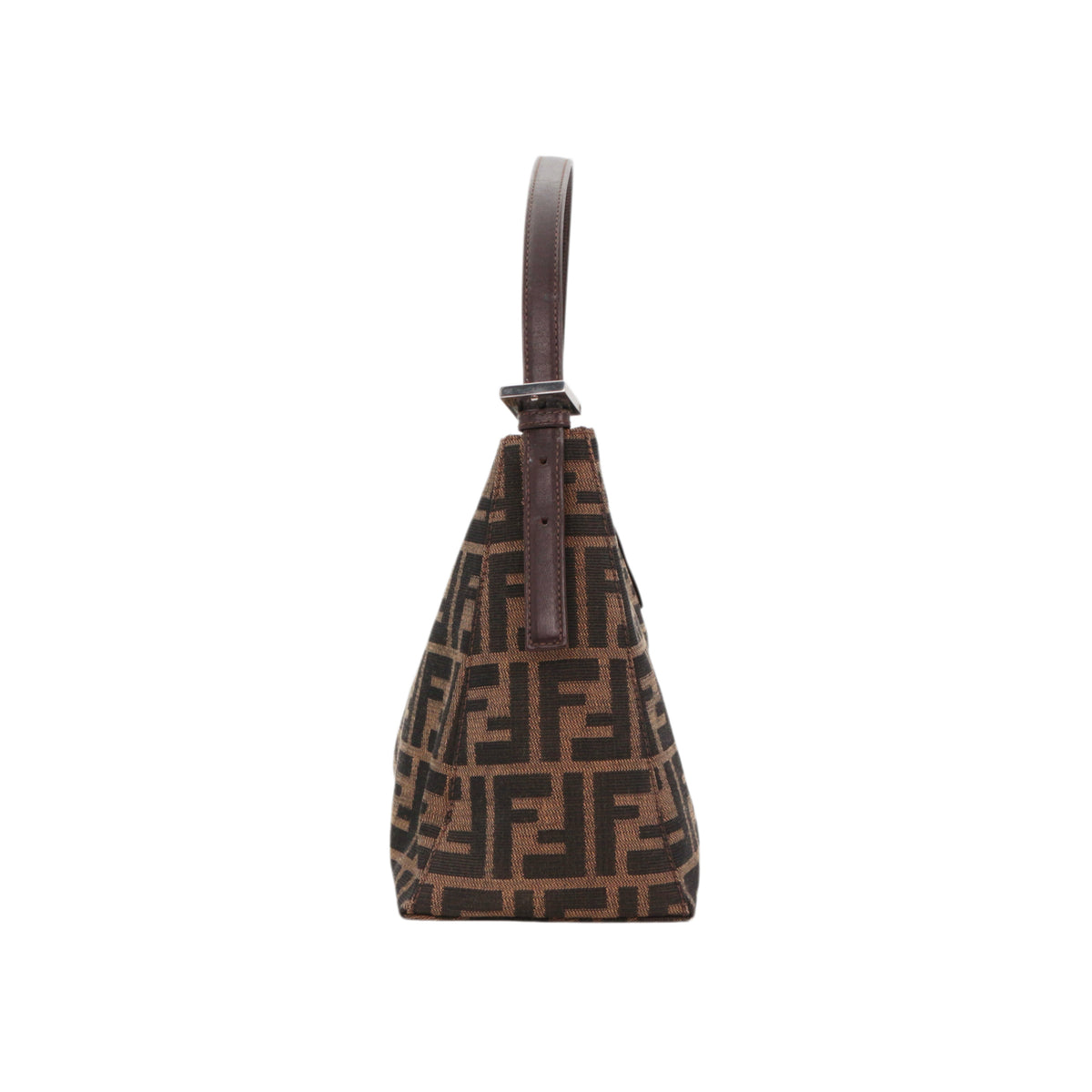 FENDI Vintage Brown Zucca Canvas FF Buckle Shoulder Bag [Used]