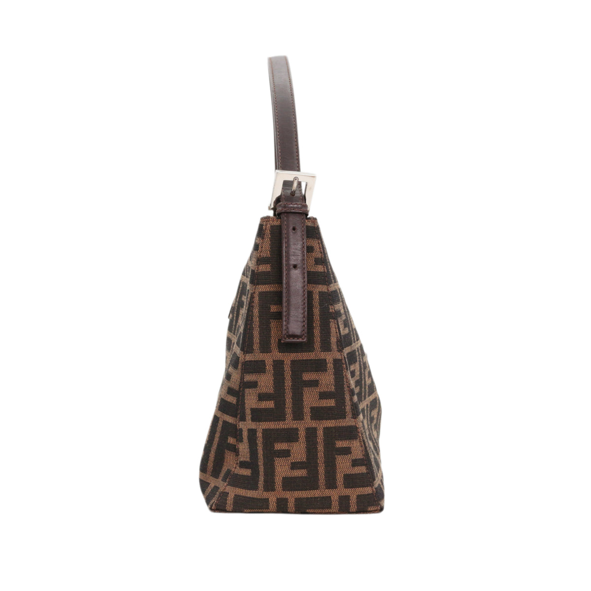 FENDI Vintage Brown Zucca Canvas FF Buckle Shoulder Bag [Used]