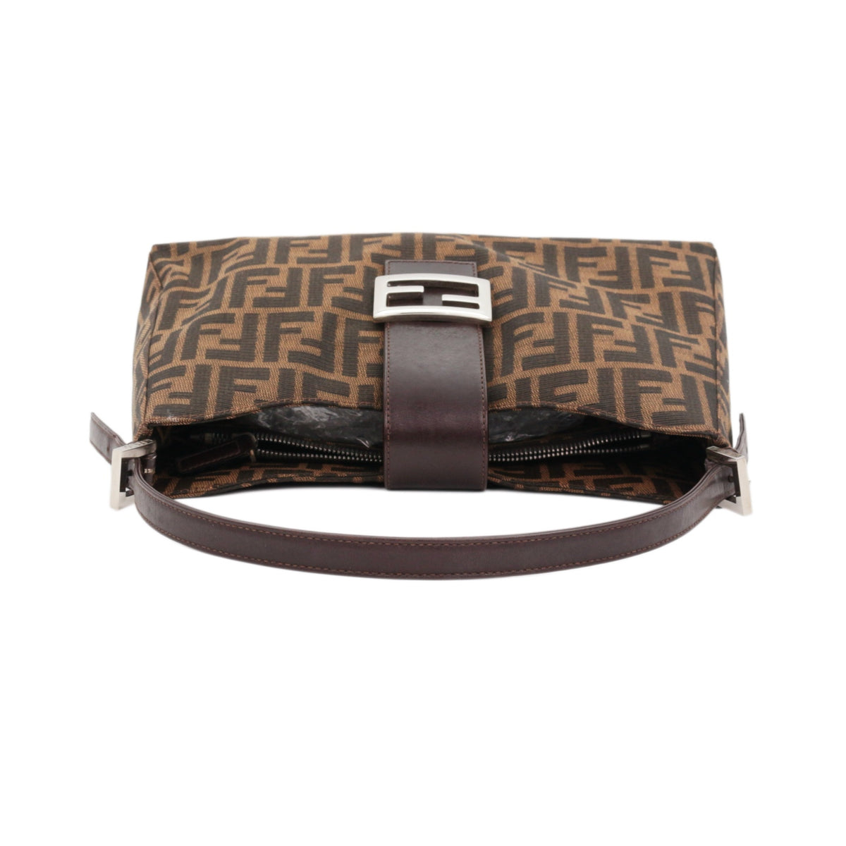 FENDI Vintage Brown Zucca Canvas FF Buckle Shoulder Bag [Used]