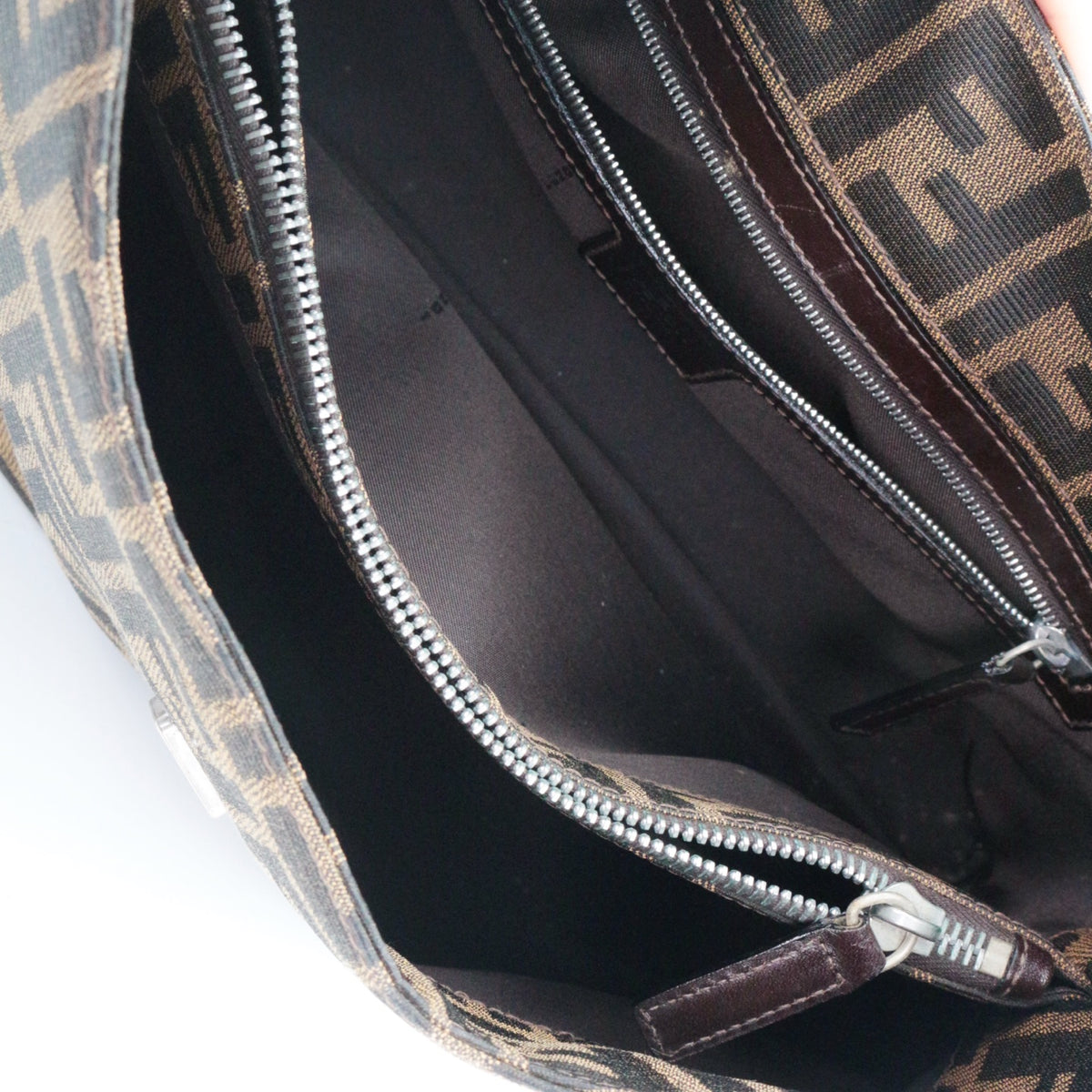 FENDI Vintage Brown Zucca Canvas FF Buckle Shoulder Bag [Used]