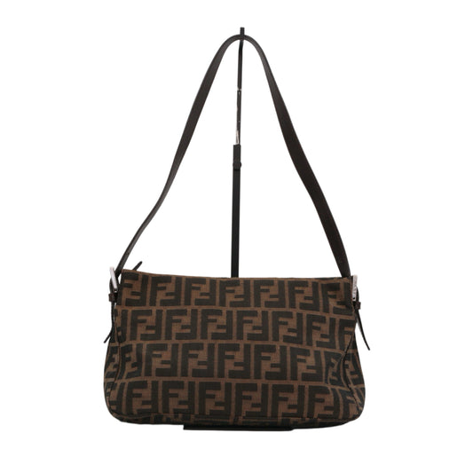 FENDI Brown Zucca Canvas FF Buckle Shoulder Bag [Used]