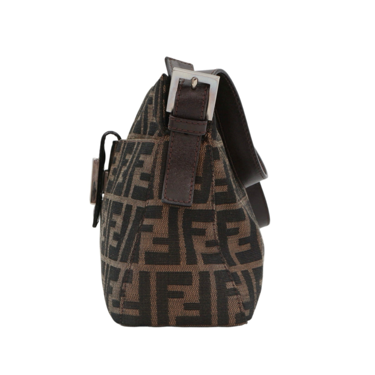 FENDI Brown Zucca Canvas FF Buckle Shoulder Bag [Used]